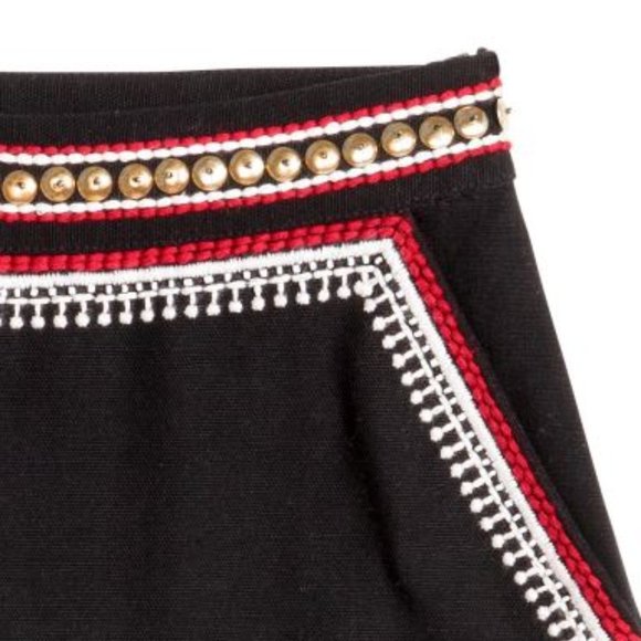 H&M Embellished Embroidered Beaded Boho Pocket Black Mini Skirt - Picture 3 of 6